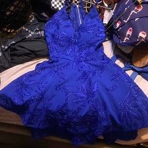 Large dark blue prom dress only wore once
